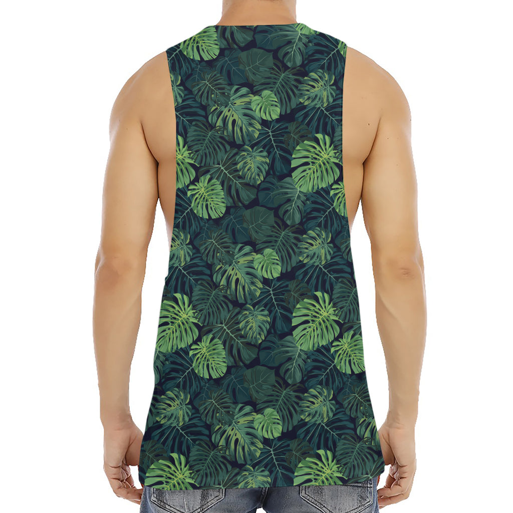 Monstera Palm Leaves Pattern Print Men's Muscle Tank Top