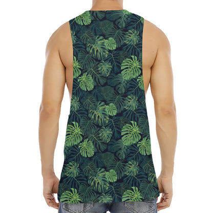 Monstera Palm Leaves Pattern Print Men's Muscle Tank Top