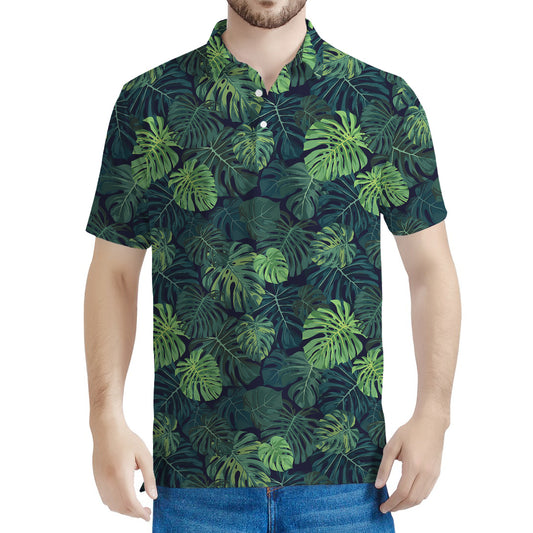 Monstera Palm Leaves Pattern Print Men's Polo Shirt