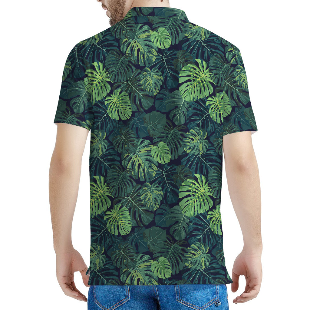 Monstera Palm Leaves Pattern Print Men's Polo Shirt