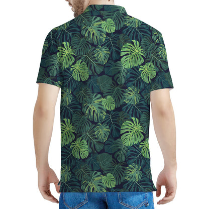 Monstera Palm Leaves Pattern Print Men's Polo Shirt