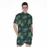 Monstera Palm Leaves Pattern Print Men's Rompers