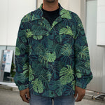 Monstera Palm Leaves Pattern Print Men's Shirt Jacket