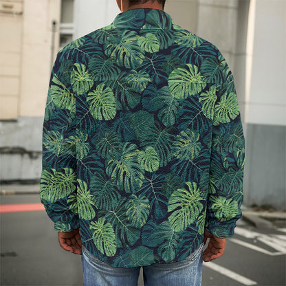 Monstera Palm Leaves Pattern Print Men's Shirt Jacket