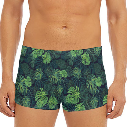Monstera Palm Leaves Pattern Print Men's Short Boxer Briefs
