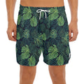 Monstera Palm Leaves Pattern Print Men's Split Running Shorts