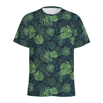 Monstera Palm Leaves Pattern Print Men's Sports T-Shirt