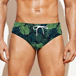 Monstera Palm Leaves Pattern Print Men's Swim Briefs