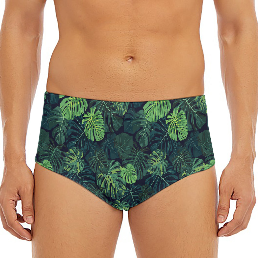 Monstera Palm Leaves Pattern Print Men's Triangle Swim Briefs