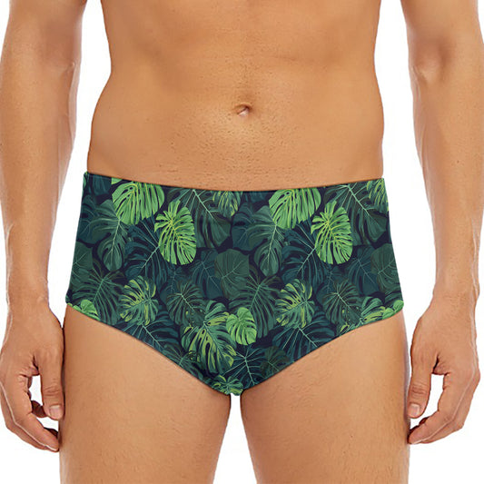 Monstera Palm Leaves Pattern Print Men's Triangle Swim Briefs