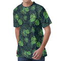 Monstera Palm Leaves Pattern Print Men's Velvet T-Shirt