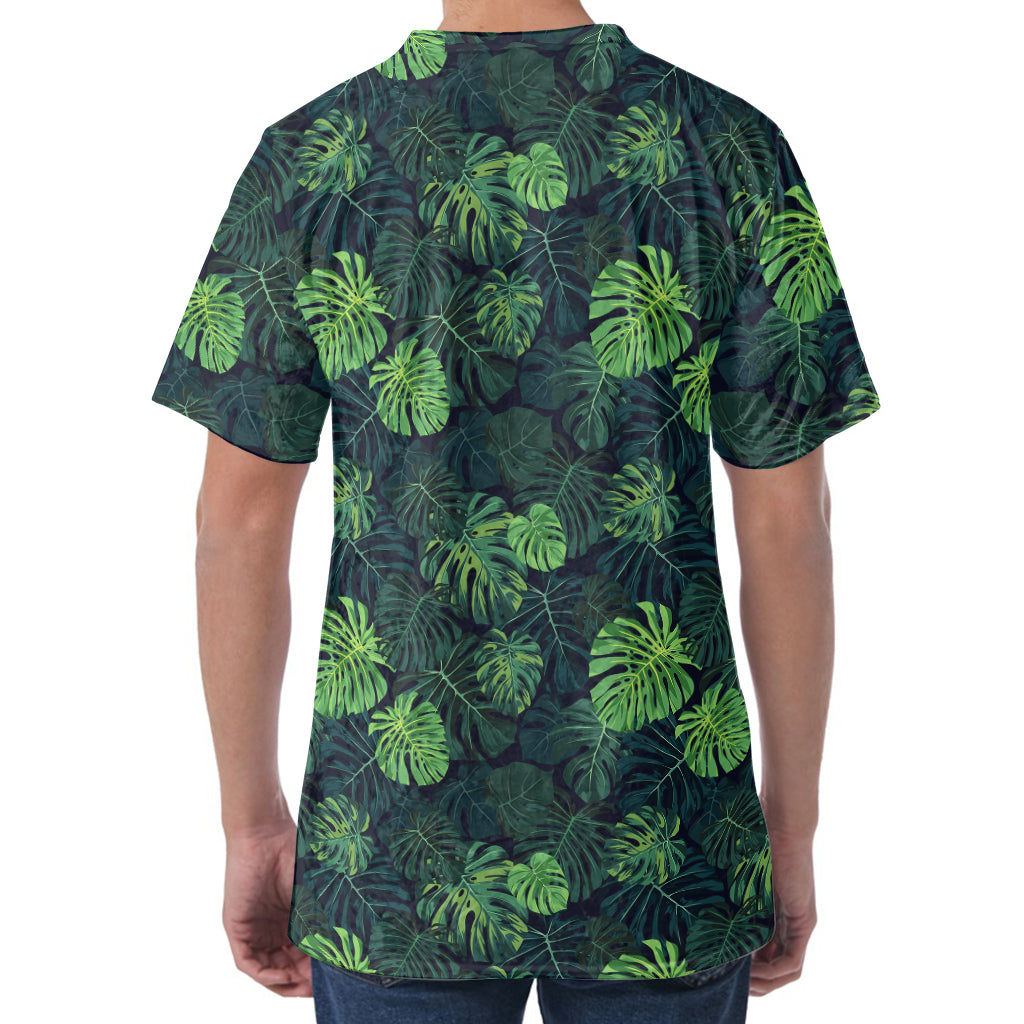Monstera Palm Leaves Pattern Print Men's Velvet T-Shirt