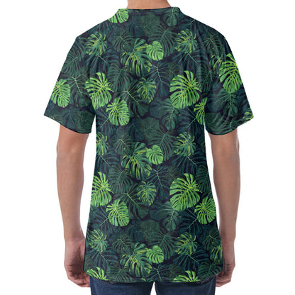 Monstera Palm Leaves Pattern Print Men's Velvet T-Shirt