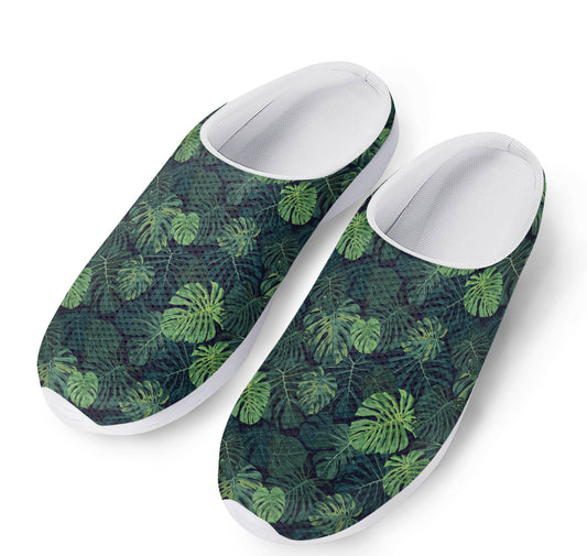 Monstera Palm Leaves Pattern Print Mesh Casual Shoes