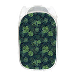 Monstera Palm Leaves Pattern Print Mesh Laundry Hamper
