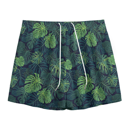 Monstera Palm Leaves Pattern Print Mesh Shorts