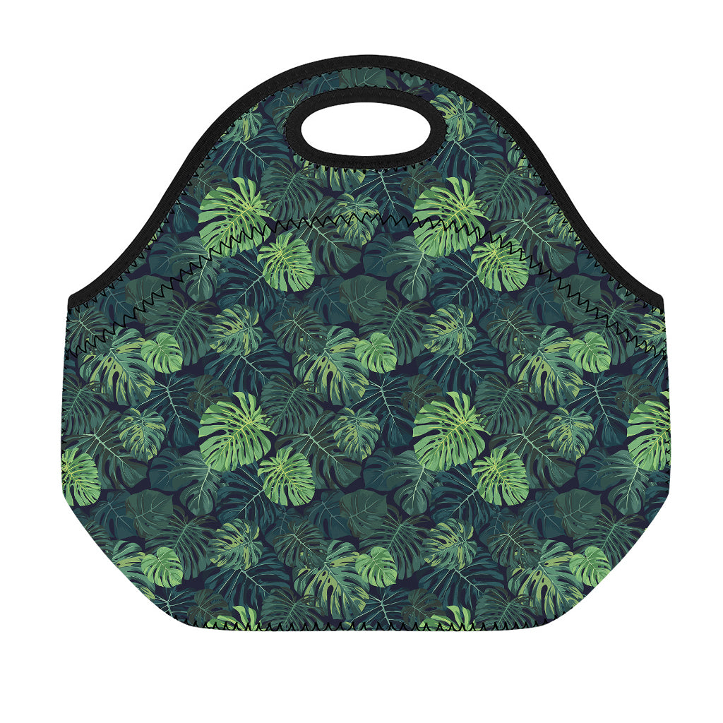 Monstera Palm Leaves Pattern Print Neoprene Lunch Bag