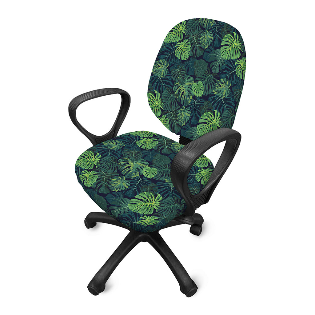 Monstera Palm Leaves Pattern Print Office Chair Cover