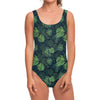 Monstera Palm Leaves Pattern Print One Piece Swimsuit