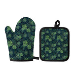 Monstera Palm Leaves Pattern Print Oven Mitt And Pot Holder Set