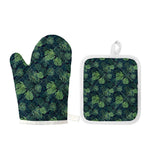 Monstera Palm Leaves Pattern Print Oven Mitt And Pot Holder Set