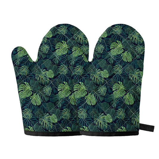 Monstera Palm Leaves Pattern Print Oven Mitts