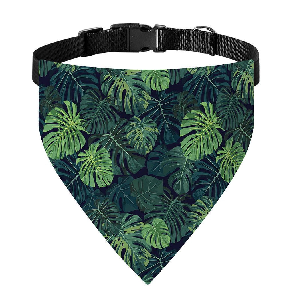 Monstera Palm Leaves Pattern Print Over The Collar Dog Bandana