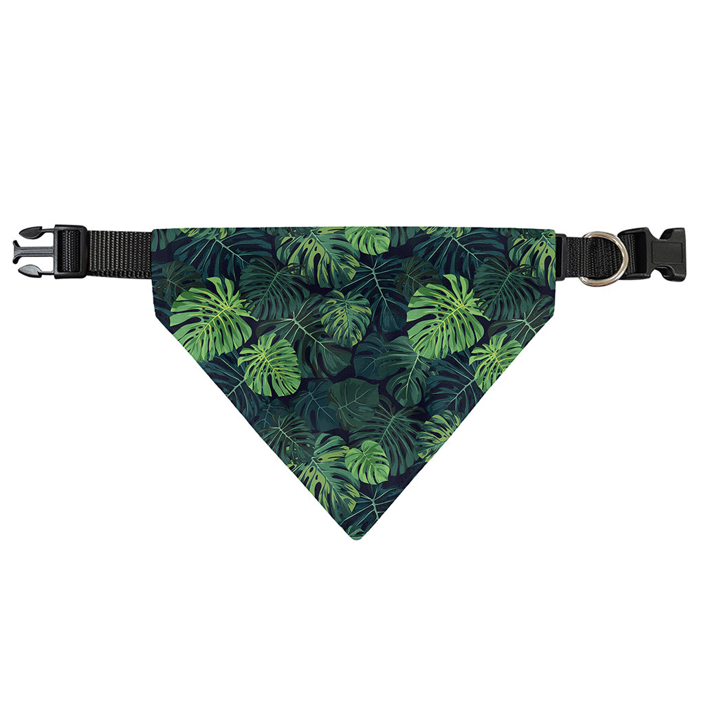 Monstera Palm Leaves Pattern Print Over The Collar Dog Bandana