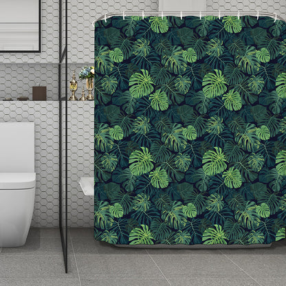 Monstera Palm Leaves Pattern Print Polyester Shower Curtain