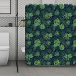 Monstera Palm Leaves Pattern Print Polyester Shower Curtain