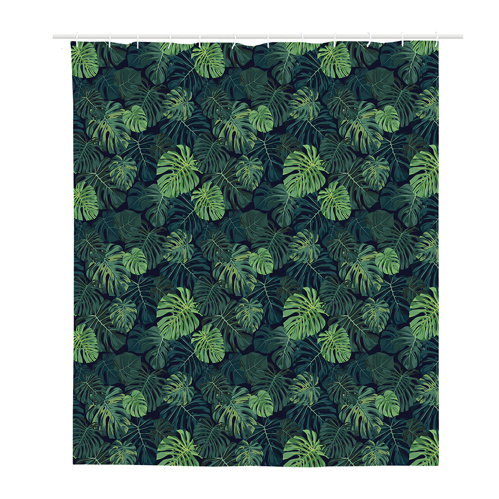 Monstera Palm Leaves Pattern Print Polyester Shower Curtain