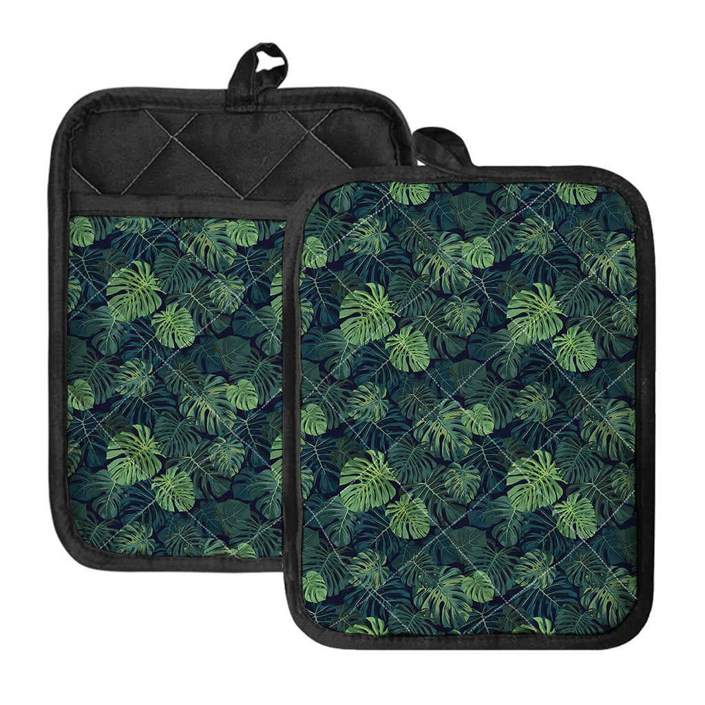 Monstera Palm Leaves Pattern Print Pot Holders With Pocket