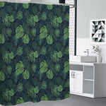 Monstera Palm Leaves Pattern Print Premium Shower Curtain