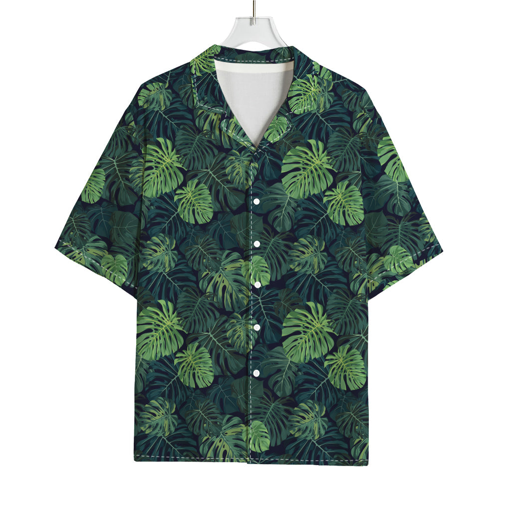 Monstera Palm Leaves Pattern Print Rayon Hawaiian Shirt