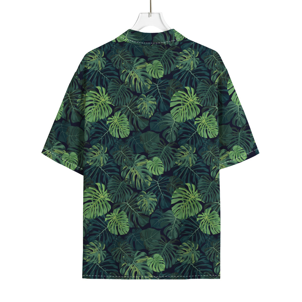 Monstera Palm Leaves Pattern Print Rayon Hawaiian Shirt