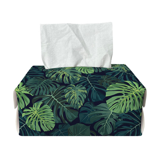 Monstera Palm Leaves Pattern Print Rectangle Tissue Box Cover
