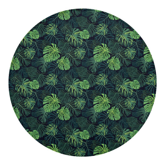 Monstera Palm Leaves Pattern Print Round Blanket