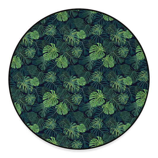 Monstera Palm Leaves Pattern Print Round Floor Mat