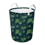 Monstera Palm Leaves Pattern Print Round Laundry Basket