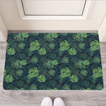 Monstera Palm Leaves Pattern Print Rubber Doormat