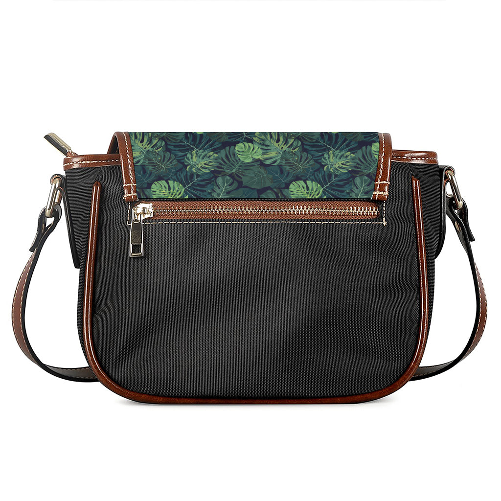 Monstera Palm Leaves Pattern Print Saddle Bag
