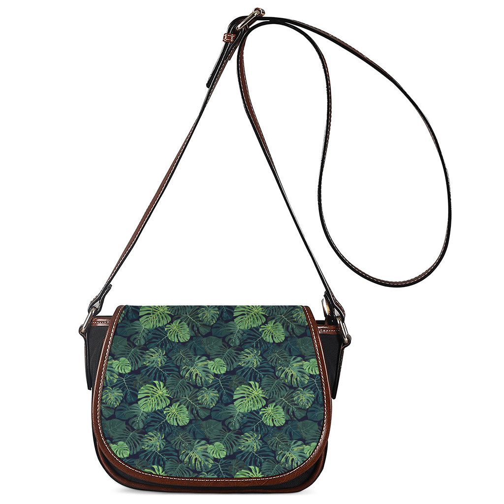 Monstera Palm Leaves Pattern Print Saddle Bag