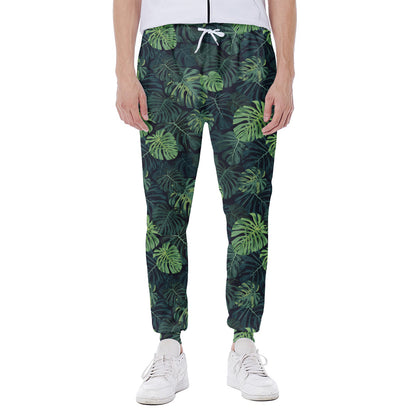 Monstera Palm Leaves Pattern Print Scuba Joggers
