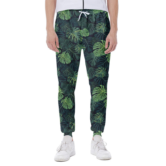 Monstera Palm Leaves Pattern Print Scuba Joggers