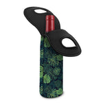 Monstera Palm Leaves Pattern Print Single Neoprene Wine Tote
