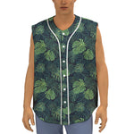 Monstera Palm Leaves Pattern Print Sleeveless Baseball Jersey