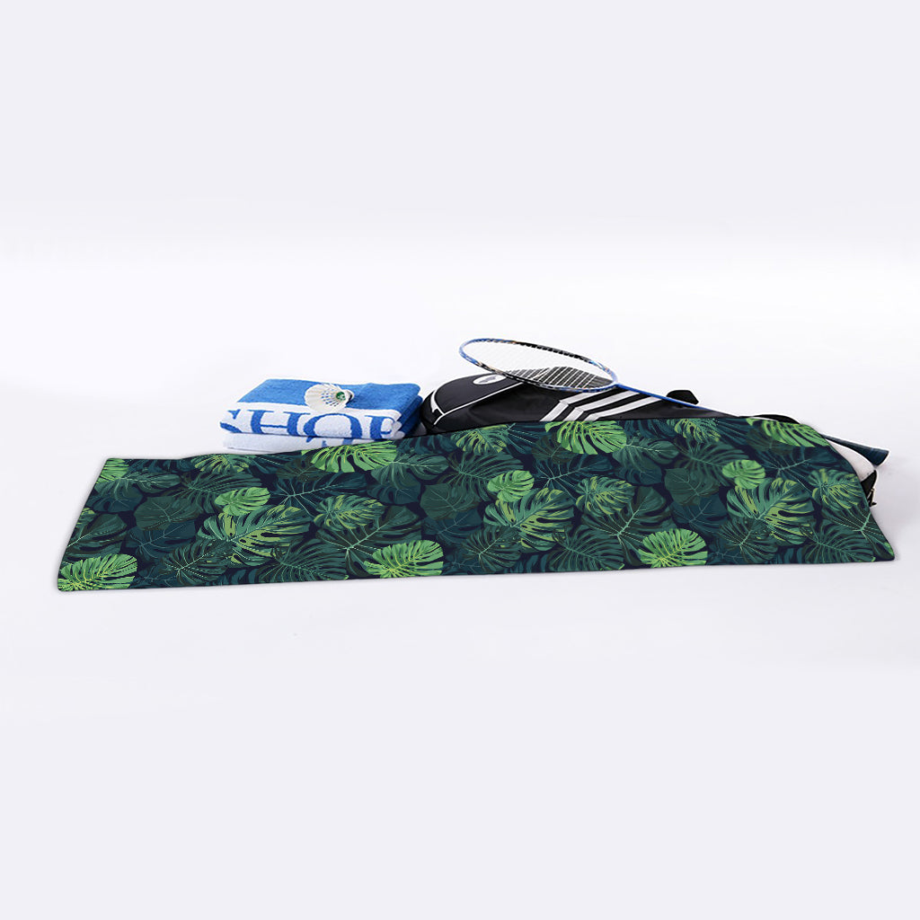 Monstera Palm Leaves Pattern Print Sports Towel