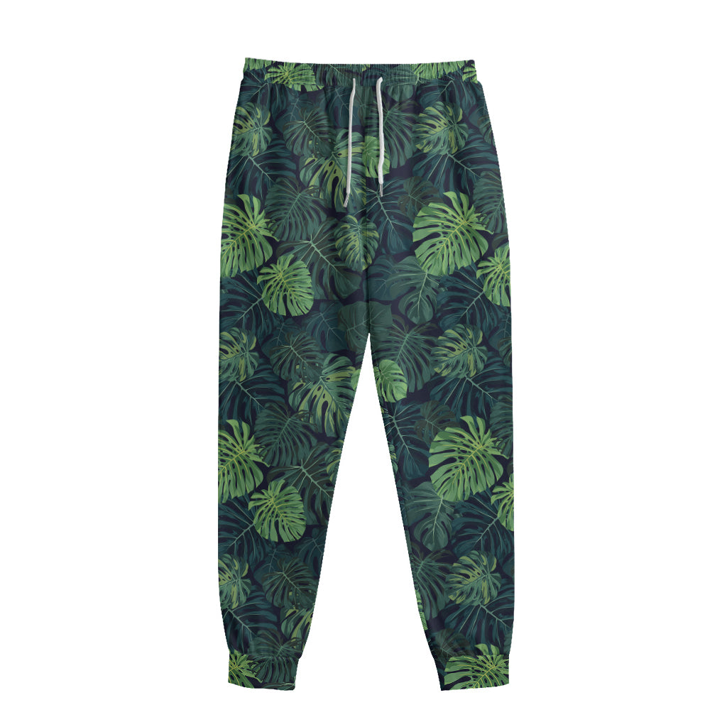 Monstera Palm Leaves Pattern Print Sweatpants