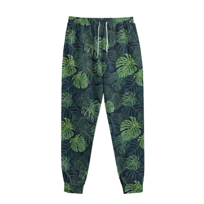 Monstera Palm Leaves Pattern Print Sweatpants