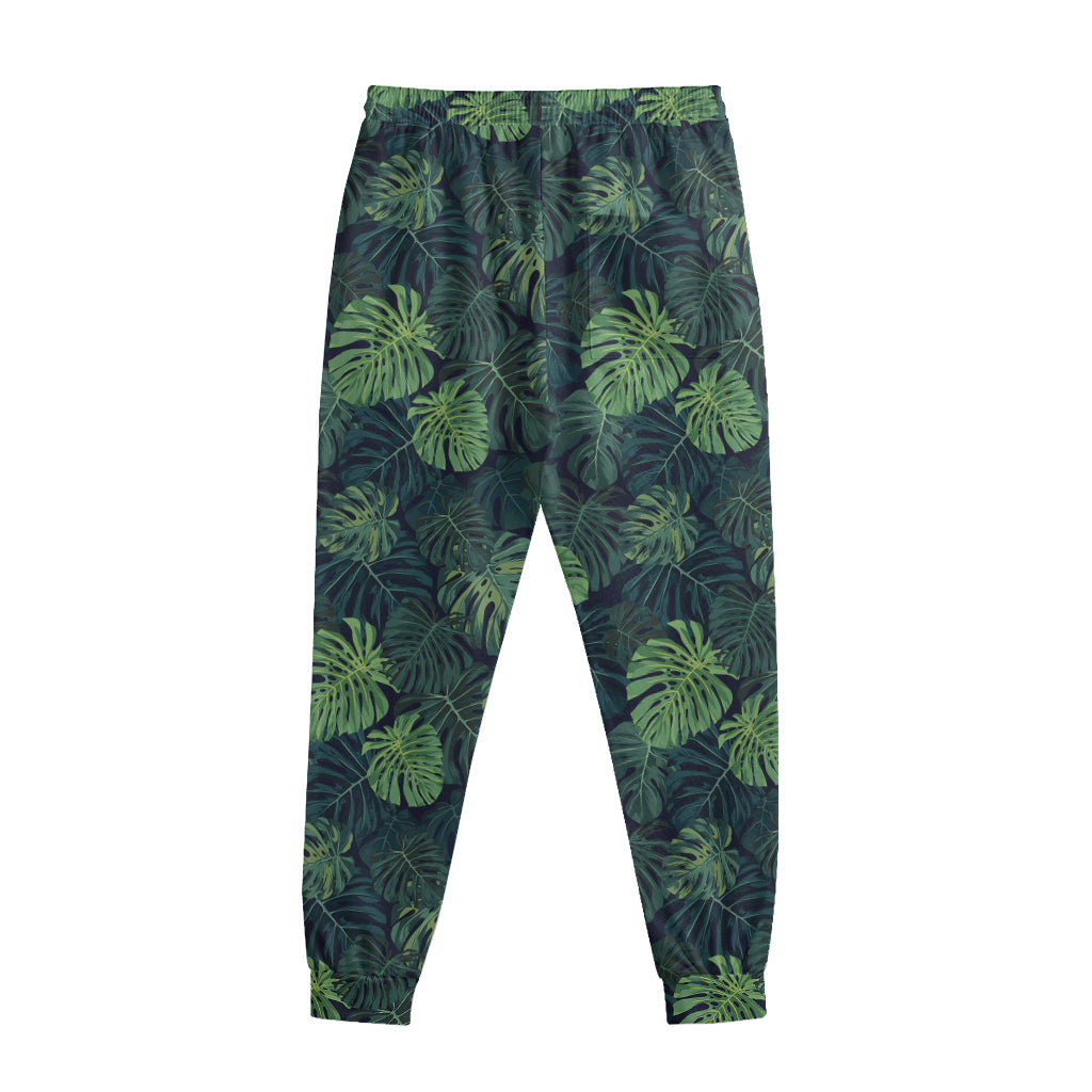 Monstera Palm Leaves Pattern Print Sweatpants